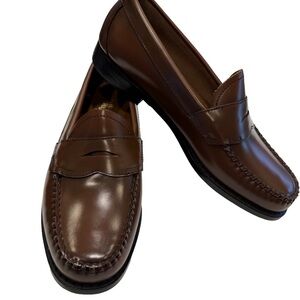 GH Bass Men’s Weejuns Logan Loafers Brown All Leather Size 8 EE BRAND NEW